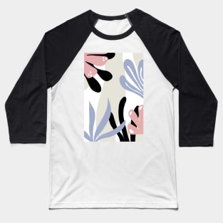 Abstract Organic Shapes and Leaves Mid Century Modern Baseball T-Shirt